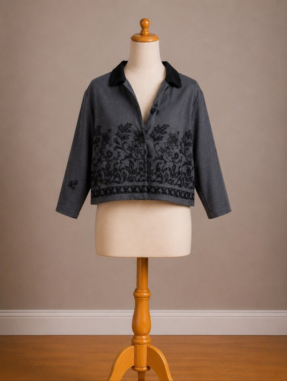 BEDFORD FAIR Women's Vintage Gray Blazer Jacket Size 16